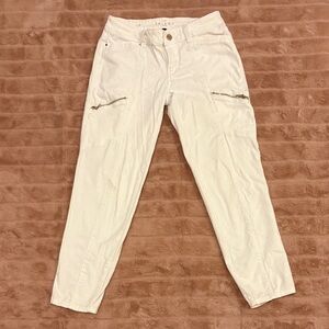 White House Black Market White Cropped Skinny Zip Pocket Pants